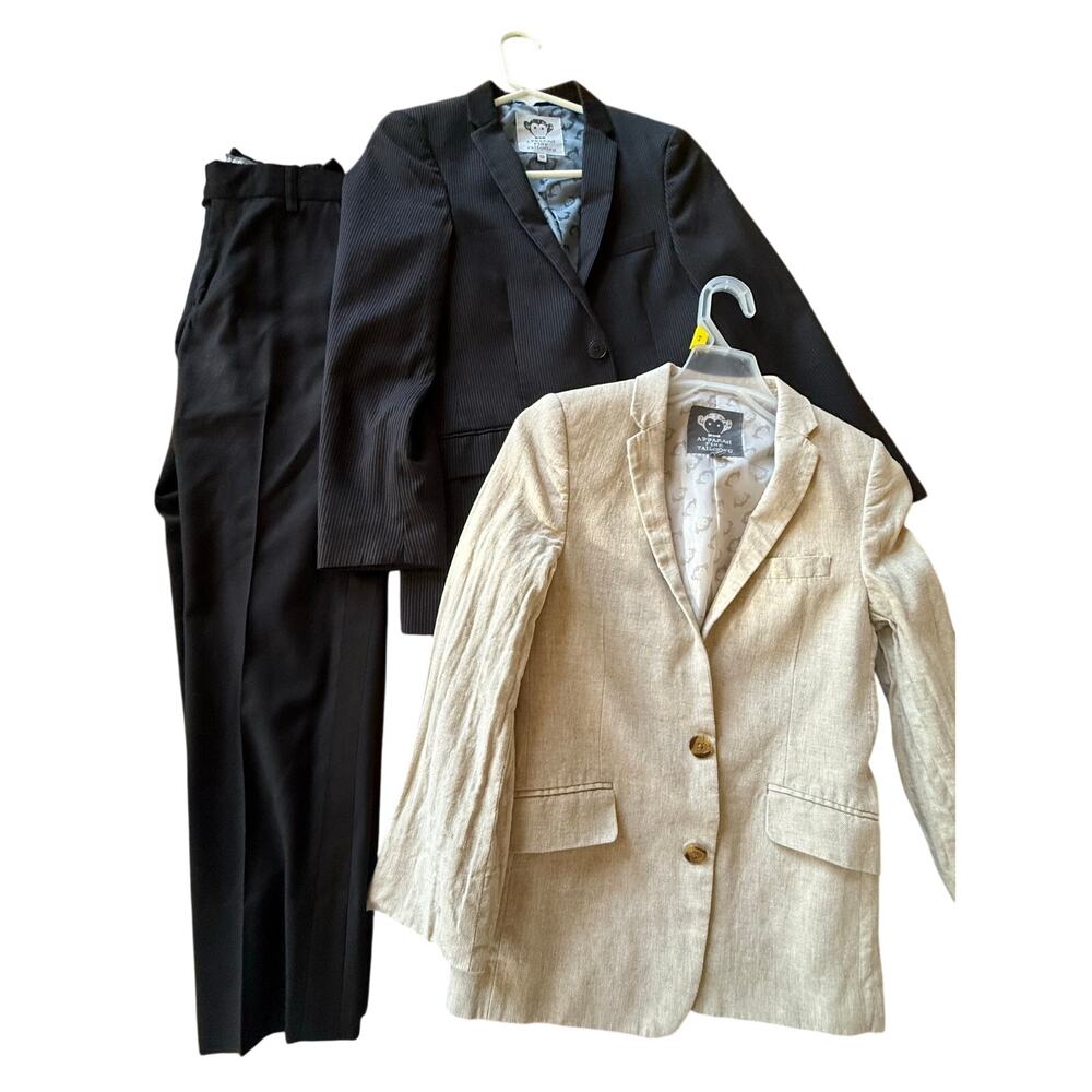 Lot of 2 Appaman Black Formal Wedding Event Tailored Blazer Beige Summer Wedding